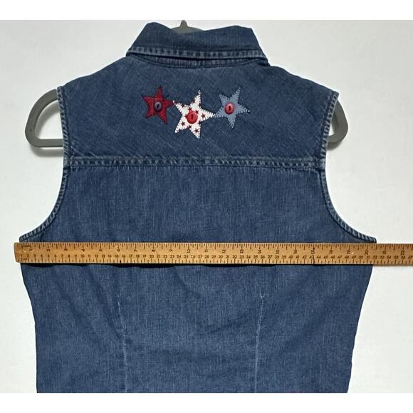 Large Women’s Vintage 90s Patriotic Denim Sleevless Red White Blue 4th of July - Picture 10 of 11
